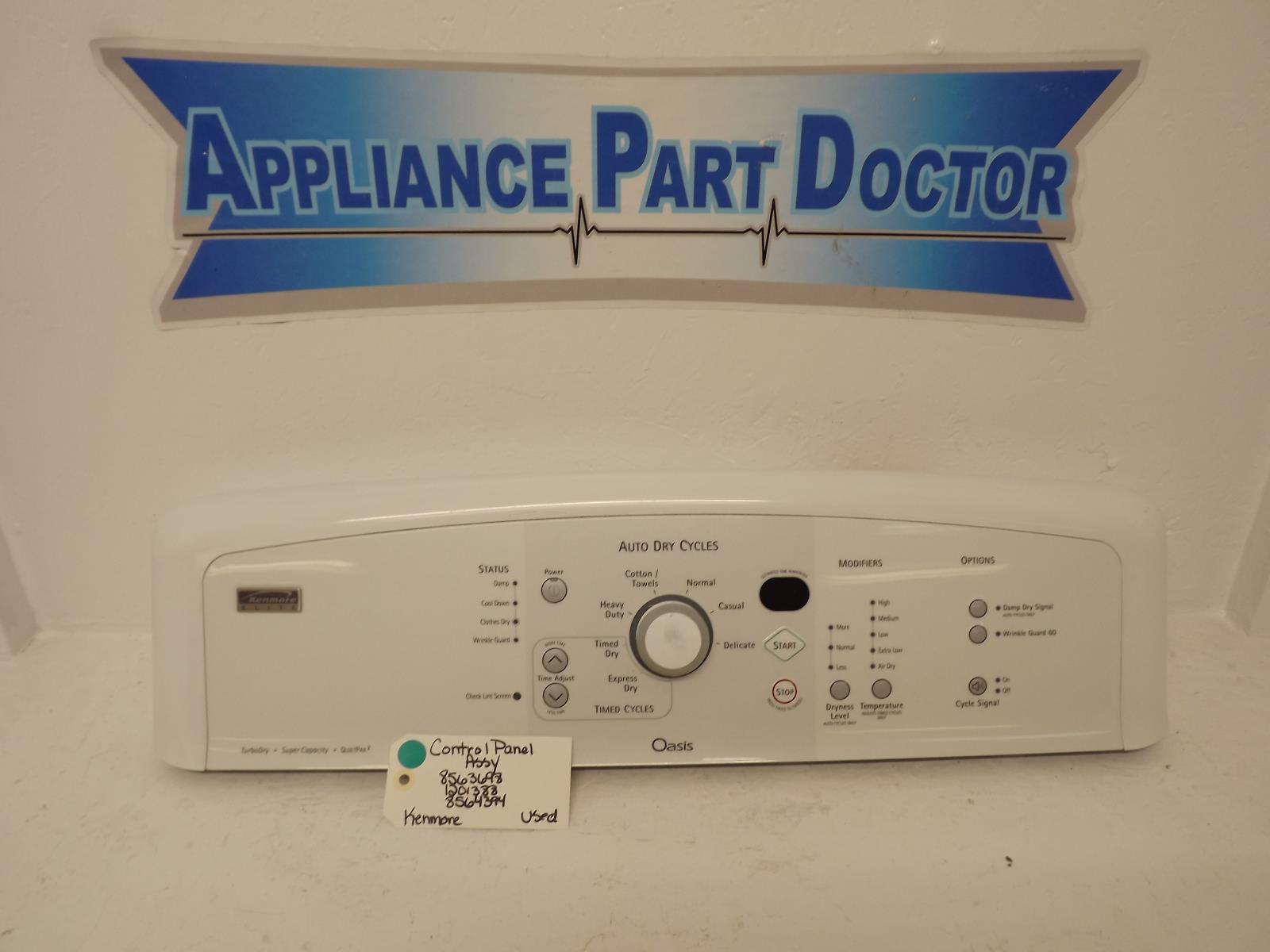 Kenmore Dryer 8563698 1201388 8564394 Control Panel Assy Used Kenmore Dryer 8563698 1201388 8564394 Control Panel Assy Used